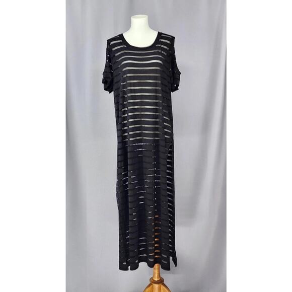Calvin Klein Other - Calvin Klein Swimwear Dress Womens L XL Black Mesh Stripe Sheer Beach Cover Up